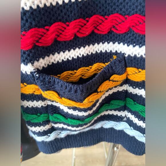 1X 🔖 LA LIGNE x Target Women's Textured Striped Cardigan Sweater Navy Red - Picture 13 of 16